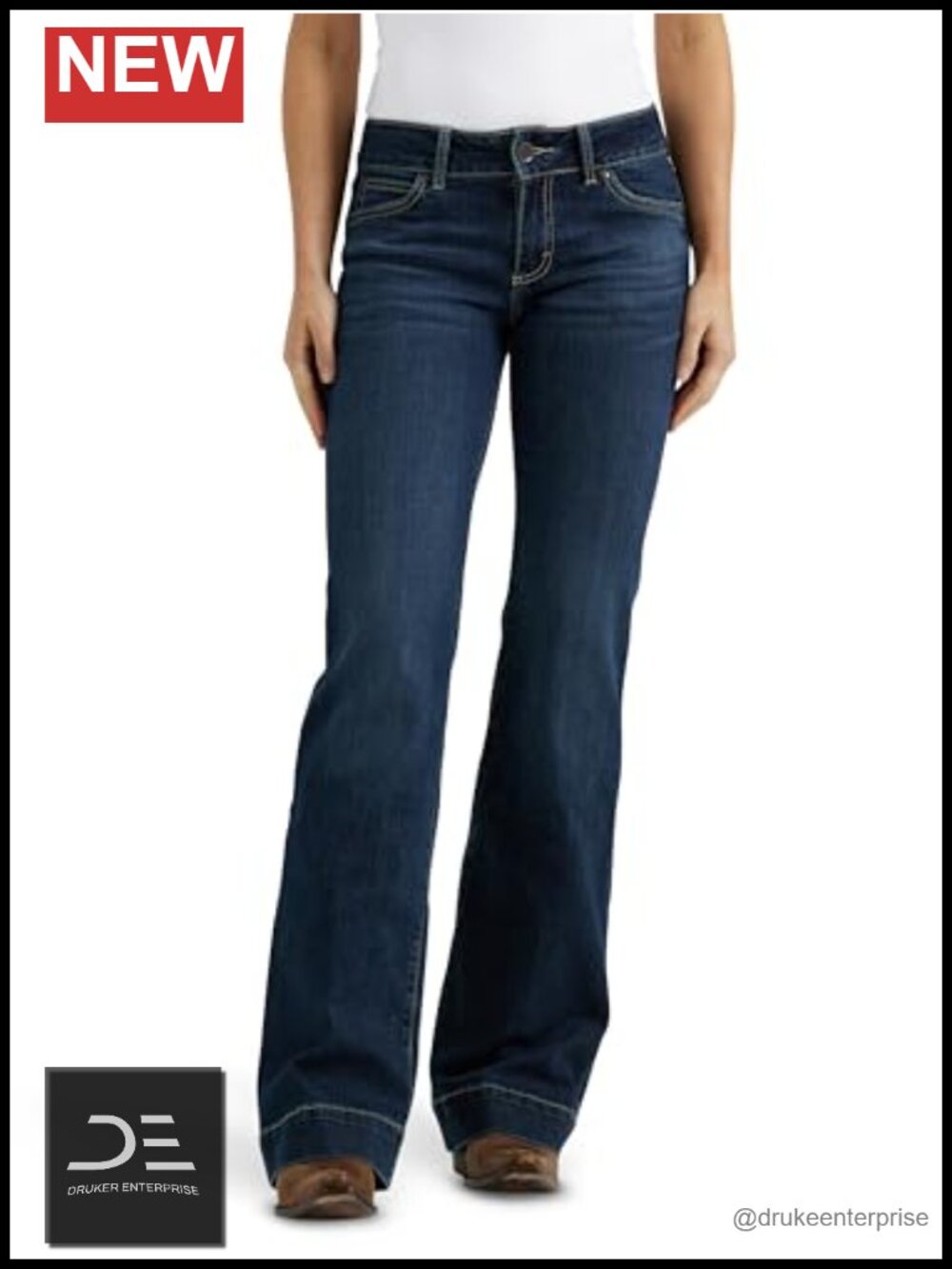 Womens Wide Leg Trouser Jeans Cotton Spandex Mid Rise Retro Style